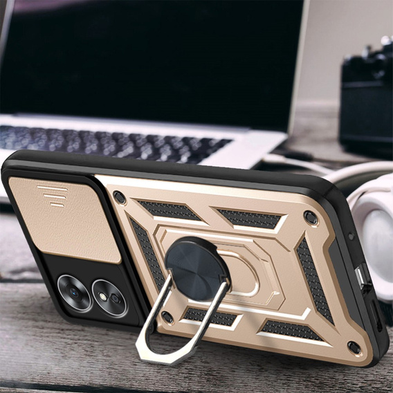 Case for Oppo A17, CamShield Slide, gold