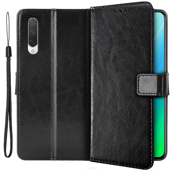 Flip case for Xiaomi Mi 9 Lite, Crazy Horse Wallet, black