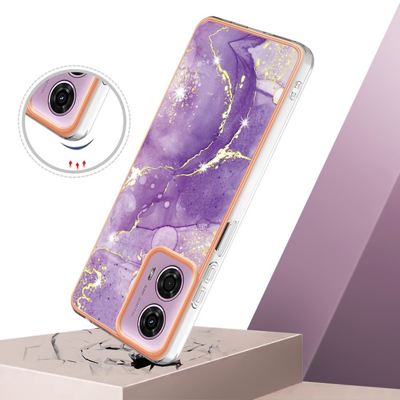 Protective Case for Motorola Moto G24 / G24 Power / G04, Marble Slim Case, dark purple