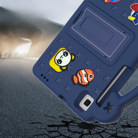 Children's case for Samsung Galaxy Tab A7 Lite 8.7 T220/T225, Cute Patterns, with stand, dark blue