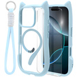 Case for iPhone 16 Pro Max, for MagSafe, Cute Cat, blue + Screen Glass