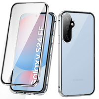 Case for Samsung Galaxy S24 FE, Magnetic Dual Glass, silver