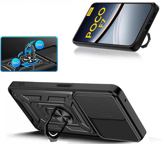 Case for Xiaomi Poco F7, CamShield Slide, black