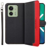 Flip case for Motorola Edge 40 5G, KHAZNEH RFID, black / red
