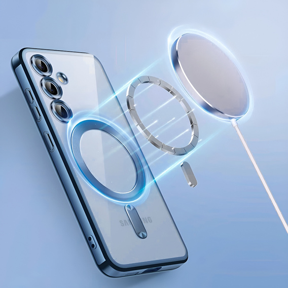 Case for Samsung Galaxy A55 5G, Electro MagSafe, blue + Screen Glass