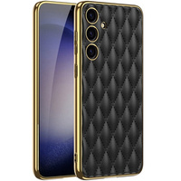 Case for Samsung Galaxy S24, Leather Rhombus, black