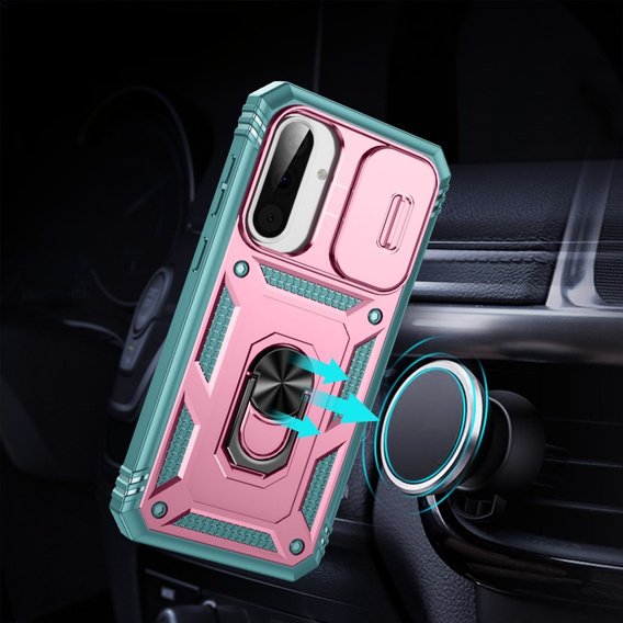 Case for Samsung Galaxy A56 5G, KickStand Camera Lens, pink / green