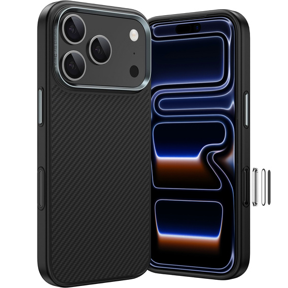 BENKS Kevlar Armor PRO Carbon Fiber 600D A070 case for MagSafe with active button for iPhone 17 Pro Max