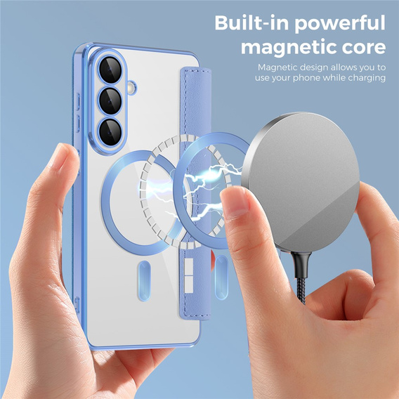 RFID Wallet MagSafe Flip Case with Camera Protection for Samsung Galaxy S26 Plus, Blue