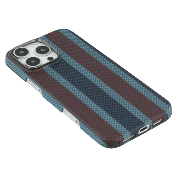 Case for iPhone 16 Pro Max, Aramid Fiber Slim Case, for MagSafe, blue / red