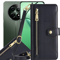 Flip case for Realme 12, Wallet Zipper Pocket, black