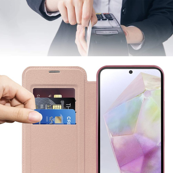 Flip case for Samsung Galaxy A26, RFID Wallet MagSafe CamShield, pink
