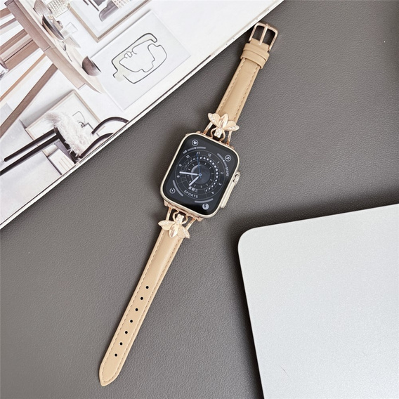 Leather Strap for Apple Watch 1/2/3/4/5/6/7/8/SE/Ultra 42/44/45/49mm, Beige