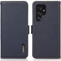 KHAZNEH RFID case for Samsung Galaxy S24 Ultra, Litchi Texture, blue
