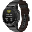 Canvas+Leather strap for Garmin Fenix 5/6/6 Pro / 7 / Forerunner 935/945 - Brown
