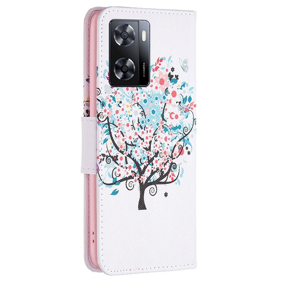 Flip case for OPPO A57 / A57s, Wallet, colorful tree, white
