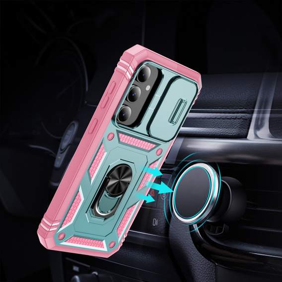Case for Samsung Galaxy S23 FE, CamShield Slide, green / pink