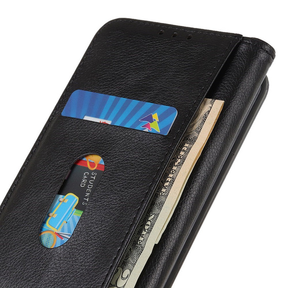 Case for Motorola Edge 40 Neo, Wallet Litchi Leather, black