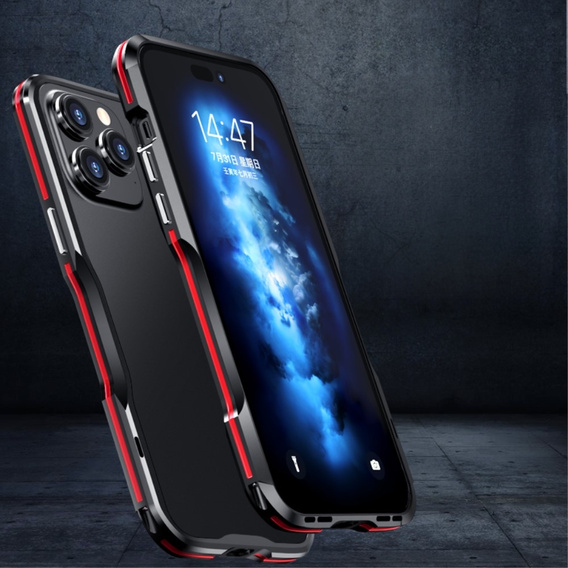 Case LUPHIE for iPhone 15 Pro, Armor Bumper, black / red