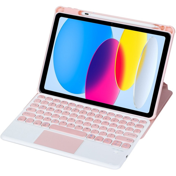 Keyboard case for iPad 11" 2025 A16 (11 gen.) / iPad 10.9" 2022 (10 gen.), Rotary 360° Leather, pink rose gold