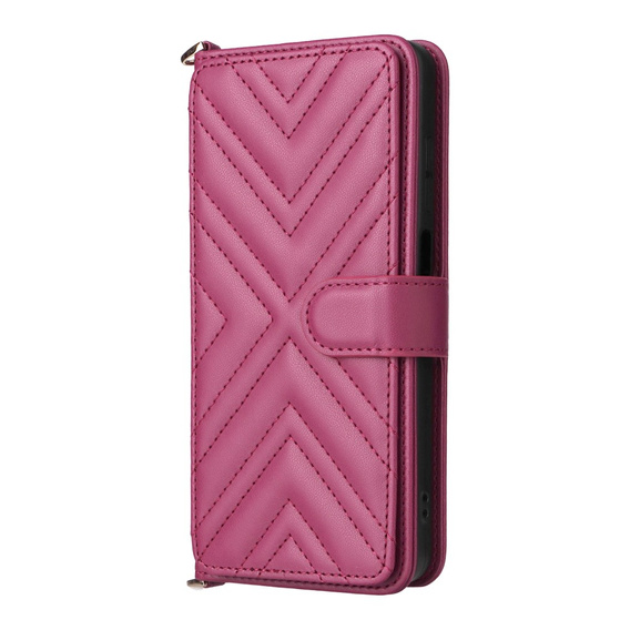 Crossbody Leather Wallet flip case for Xiaomi Poco M7 Pro 5G, maroon