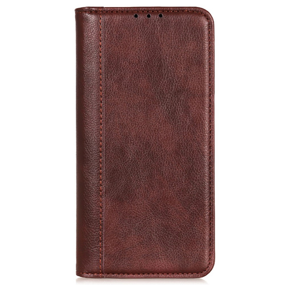 Case for Samsung Galaxy S24, Wallet Litchi Leather, brown
