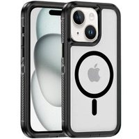 Case with frame for iPhone 15, for MagSafe, transparent / black