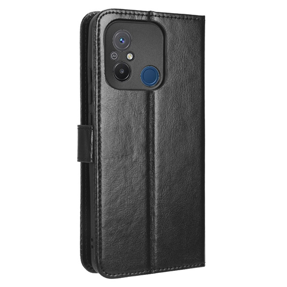 Flip case for Xiaomi Redmi 12C, Crazy Horse Wallet, black