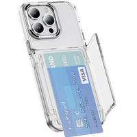 Case for iPhone 16 Pro, Card Holder Kickstand, transparent