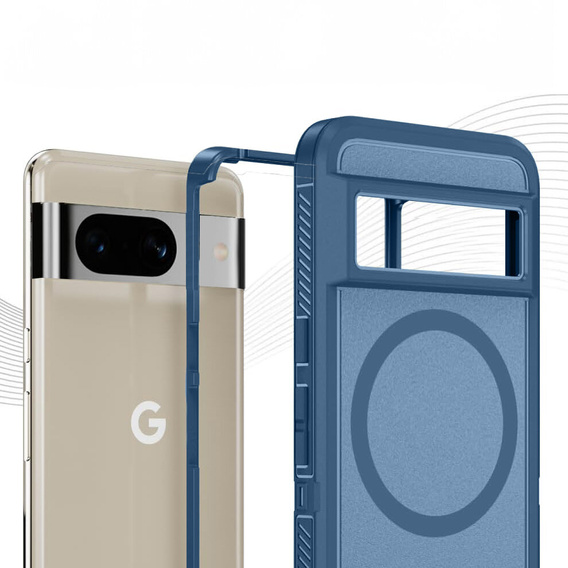 Case with frame for Google Pixel 8A, for MagSafe, blue
