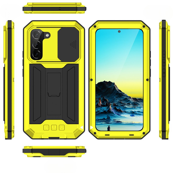 Armored case for Samsung Galaxy S22, R-JUST CamShield Slide, yellow