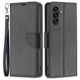 Flip case for Samsung Galaxy A55 5G, Wallet Litchi Leather, black