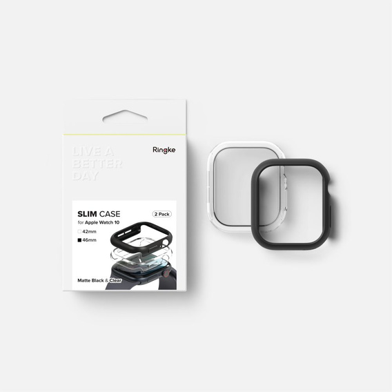 Ringke Case for Samsung Galaxy Watch 6 Classic 47mm, Slim, 2-Pack, Clear/Black