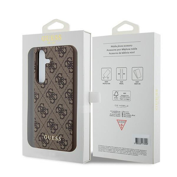 GUESS Case for Samsung Galaxy A55, 4G Charms Collection Hardcase, brown