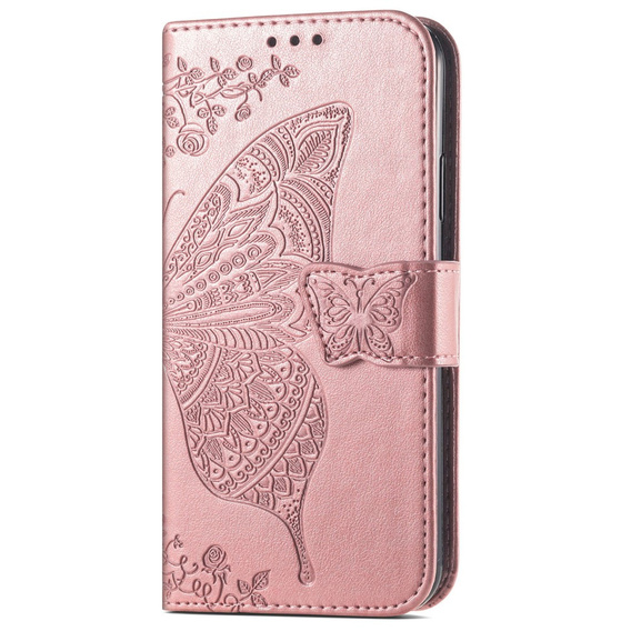 Flip case for Samsung Galaxy S25 FE, Butterfly, pink rose gold