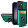 Armored case for Samsung Galaxy A54 5G, Camera Slide Card Slot, green
