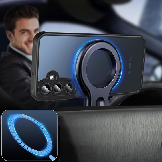 Case for Samsung Galaxy A16, for MagSafe, ERBORD Matt Case, black + Screen Glass