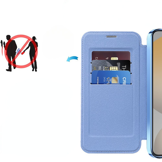 Flip case for Samsung Galaxy S24 FE, RFID Wallet MagSafe CamShield, blue