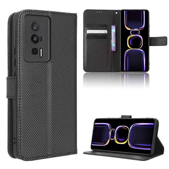 Flip case for Poco F5 Pro 5G, Wallet Smart Magnet, black