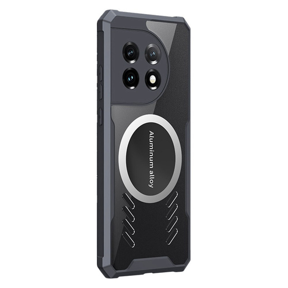 Case for OnePlus 11 5G, with magnetic sheet, transparent / black