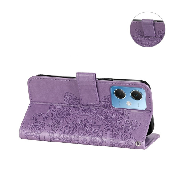 Flip case for Xiaomi Redmi Note 12 5G / POCO X5 5G, Mandala Flower, purple