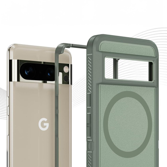 Case with frame for Google Pixel 8 Pro, for MagSafe, green