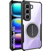 Case for Infinix Hot 50 4G, with magnetic sheet, transparent / black