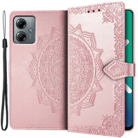 Flip case for Motorola Moto G14, Mandala, pink rose gold