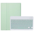 Case + keyboard Apple iPad Air 11" 6 gen. 2024, Leather Pen Slot, light green