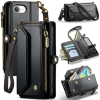Case CASEME for iPhone16e, RFID Leather Wallet, with shoulder strap, black