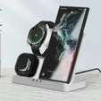3-in-1 QI Fast Wireless Charger for Samsung S25 S24 S23 Galaxy Watch Buds Station, White