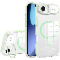 Case for iPhone Air, for MagSafe, with stand, transparent with green inserts