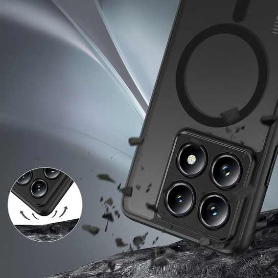 Case for Xiaomi 14T Pro, for MagSafe, ERBORD Matt Case, black + Screen Glass