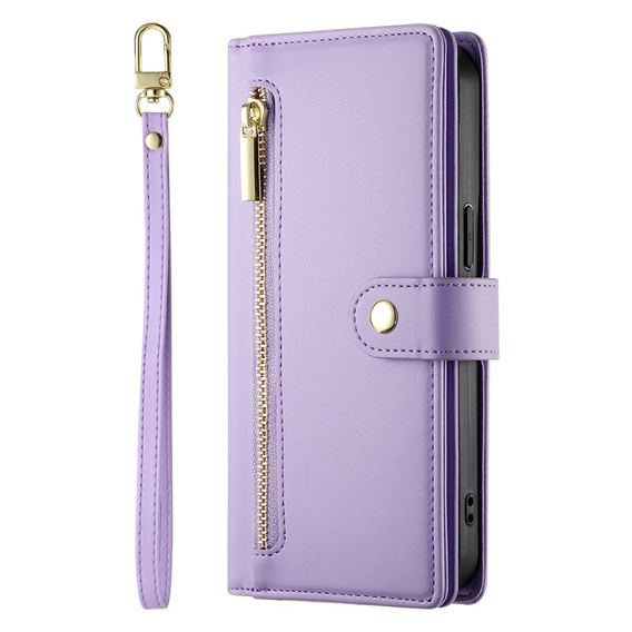 Flip case with zip pocket for Samsung Galaxy A57 5G, purple